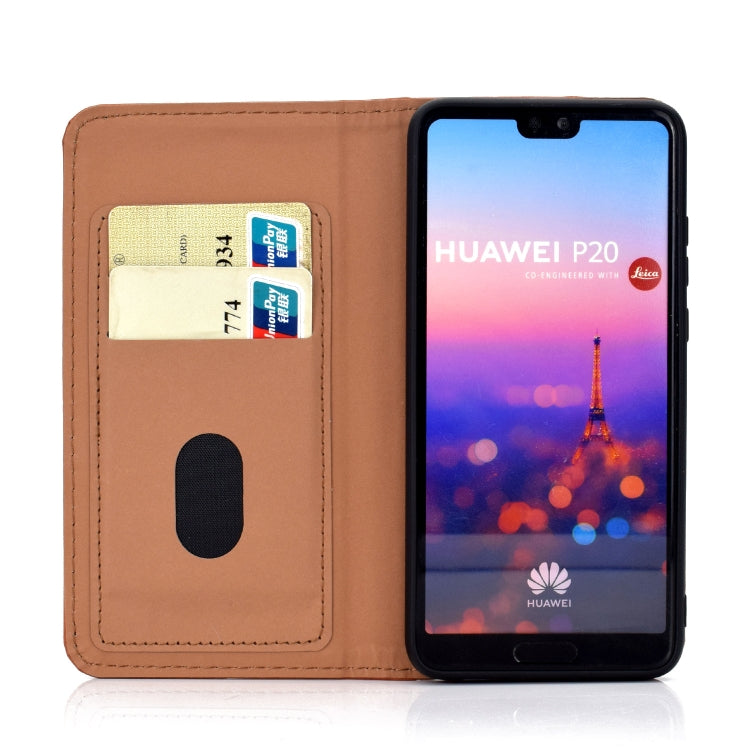 For Huawei P20 Lite Solid Color Frosted Magnetic Horizontal Flip Leather Case with Card Slots & Holder