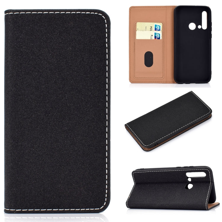 For Huawei P20 Lite(2019) Solid Color Frosted Magnetic Horizontal Flip Leather Case with Card Slots & Holder