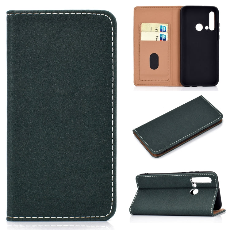 For Huawei P20 Lite(2019) Solid Color Frosted Magnetic Horizontal Flip Leather Case with Card Slots & Holder