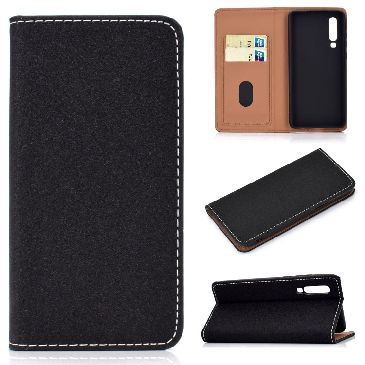 For Huawei P30 Solid Color Frosted Magnetic Horizontal Flip Leather Case with Card Slots & Holder