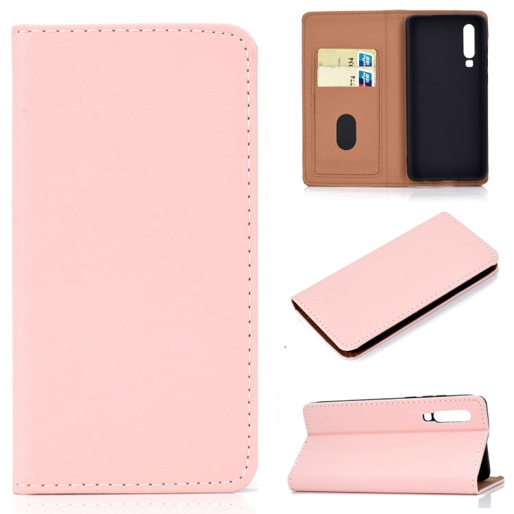 For Huawei P30 Solid Color Frosted Magnetic Horizontal Flip Leather Case with Card Slots & Holder