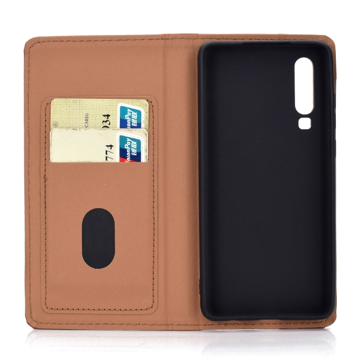 For Huawei P30 Solid Color Frosted Magnetic Horizontal Flip Leather Case with Card Slots & Holder
