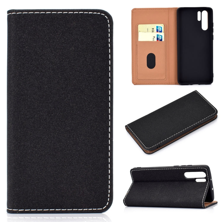 For Huawei P30 Pro Solid Color Frosted Magnetic Horizontal Flip Leather Case with Card Slots & Holder