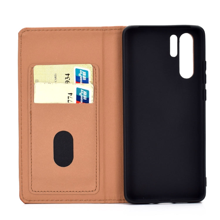 For Huawei P30 Pro Solid Color Frosted Magnetic Horizontal Flip Leather Case with Card Slots & Holder