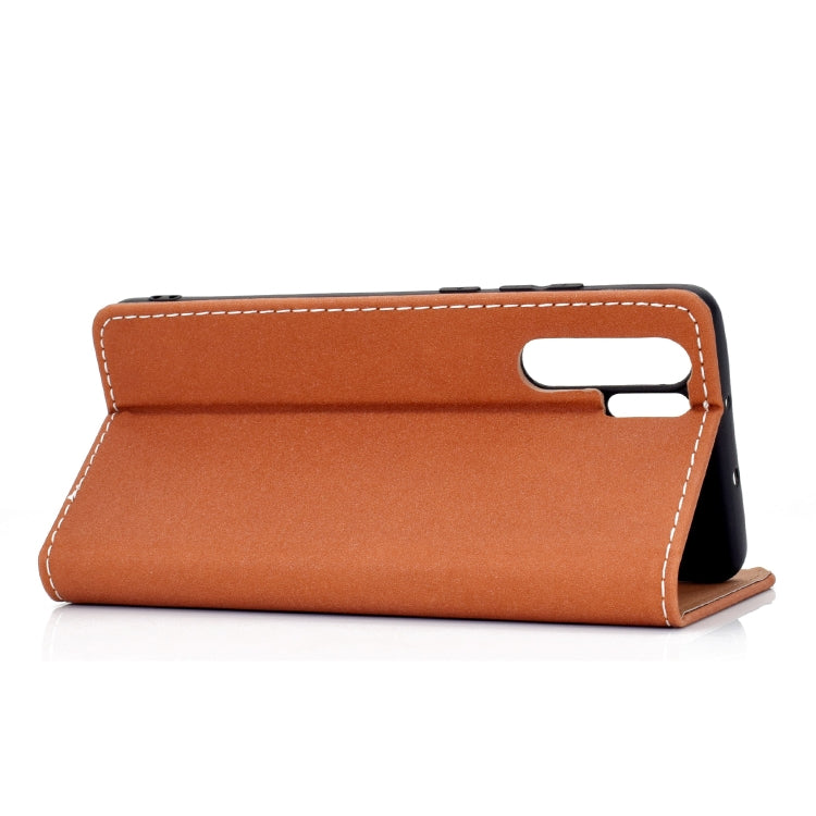 For Huawei P30 Pro Solid Color Frosted Magnetic Horizontal Flip Leather Case with Card Slots & Holder