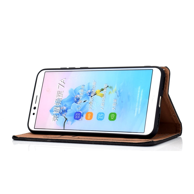 For Huawei Honor 7A Solid Color Frosted Magnetic Horizontal Flip Leather Case with Card Slots & Holder