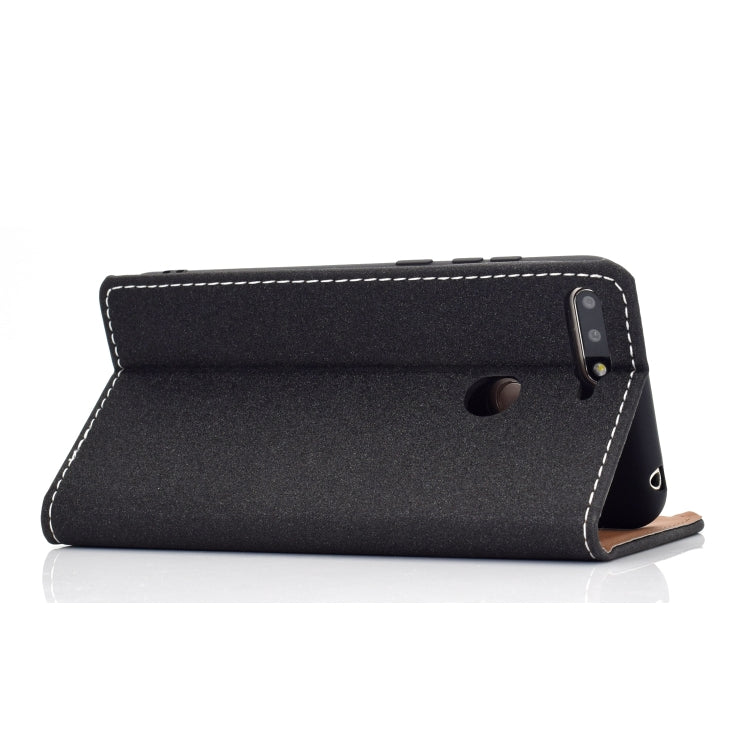 For Huawei Honor 7A Solid Color Frosted Magnetic Horizontal Flip Leather Case with Card Slots & Holder