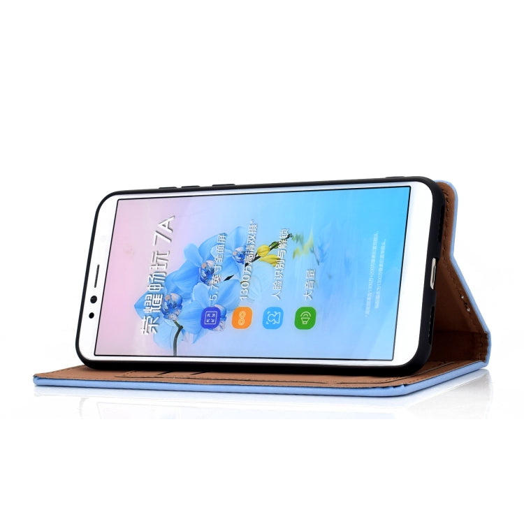 For Huawei Honor 7A Solid Color Frosted Magnetic Horizontal Flip Leather Case with Card Slots & Holder