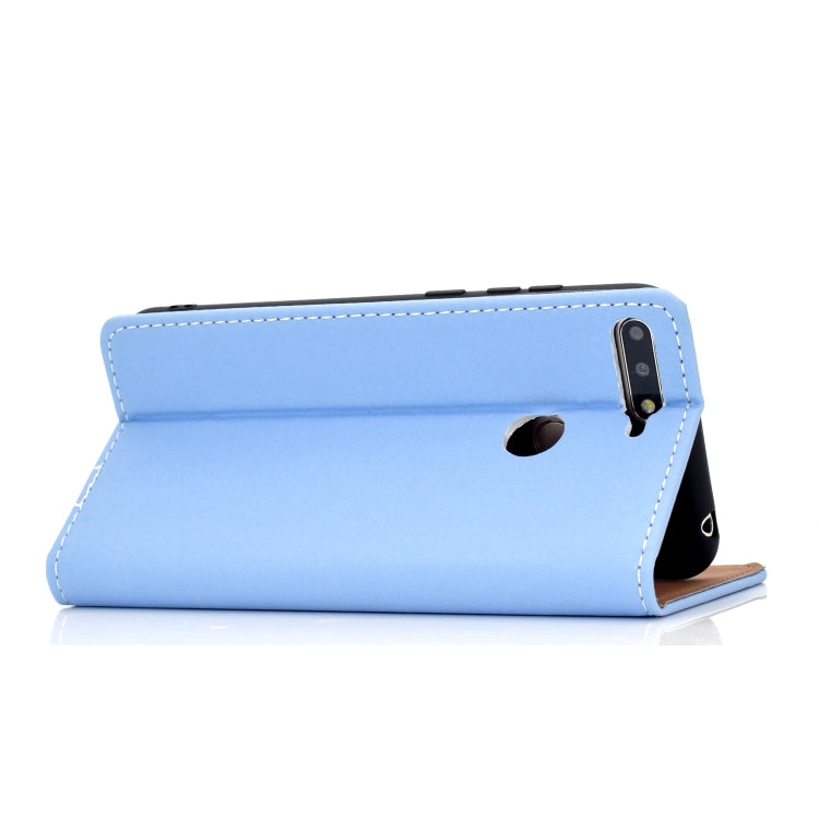 For Huawei Honor 7A Solid Color Frosted Magnetic Horizontal Flip Leather Case with Card Slots & Holder