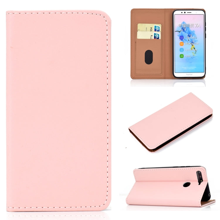 For Huawei Honor 7A Solid Color Frosted Magnetic Horizontal Flip Leather Case with Card Slots & Holder