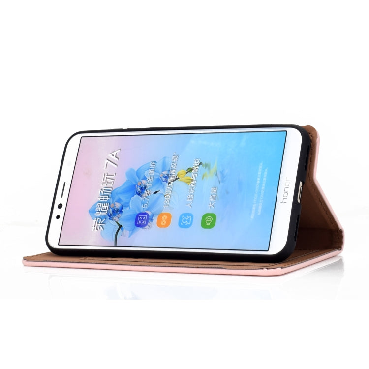 For Huawei Honor 7A Solid Color Frosted Magnetic Horizontal Flip Leather Case with Card Slots & Holder