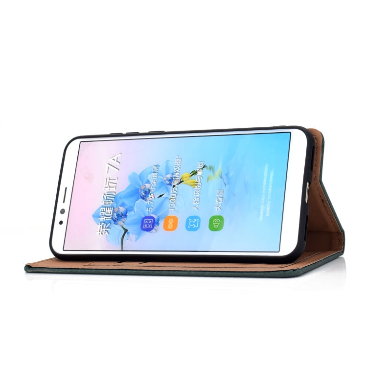 For Huawei Honor 7A Solid Color Frosted Magnetic Horizontal Flip Leather Case with Card Slots & Holder
