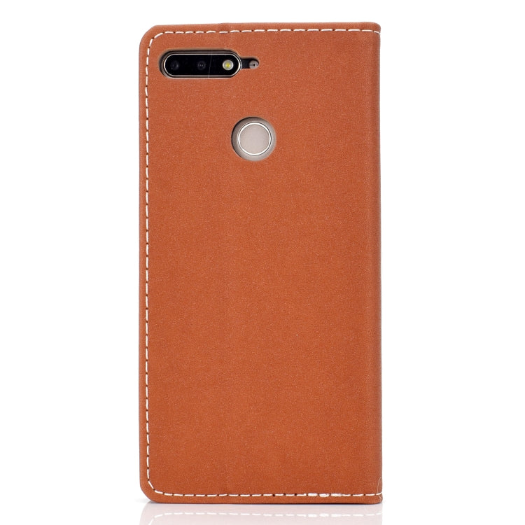 For Huawei Honor 7A Solid Color Frosted Magnetic Horizontal Flip Leather Case with Card Slots & Holder