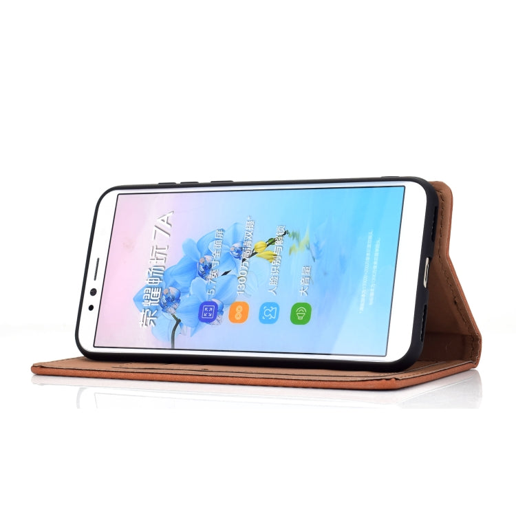 For Huawei Honor 7A Solid Color Frosted Magnetic Horizontal Flip Leather Case with Card Slots & Holder