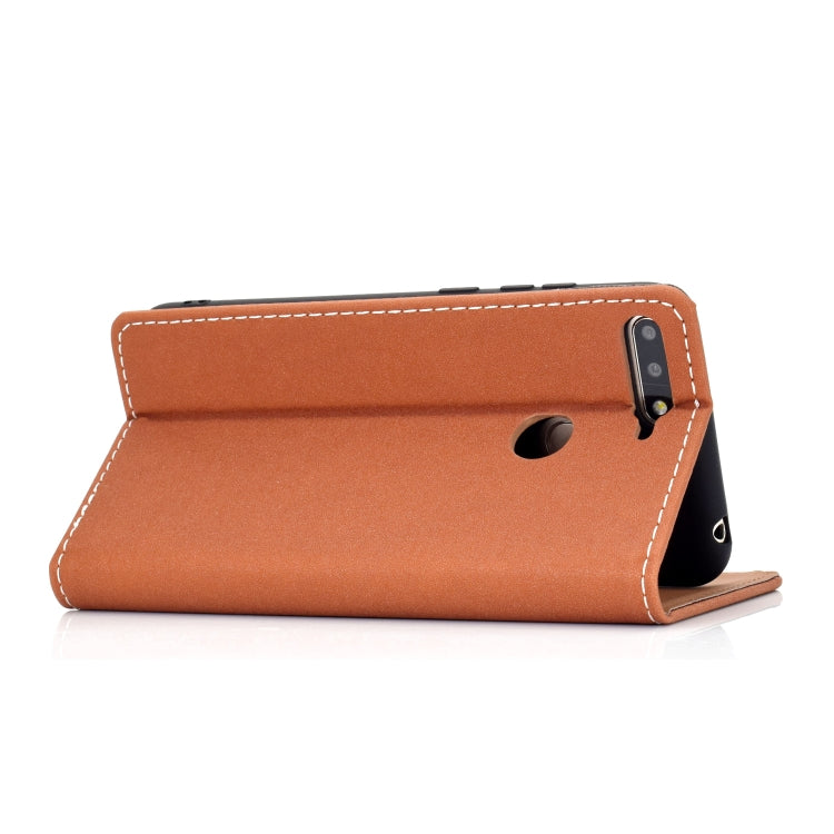 For Huawei Honor 7A Solid Color Frosted Magnetic Horizontal Flip Leather Case with Card Slots & Holder