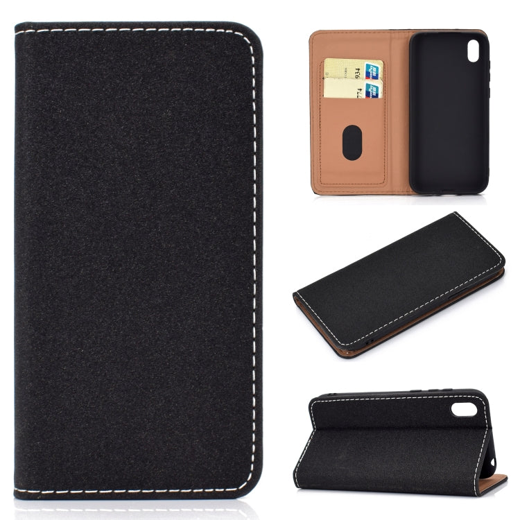 For Huawei Honor 8S Solid Color Frosted Magnetic Horizontal Flip Leather Case with Card Slots & Holder