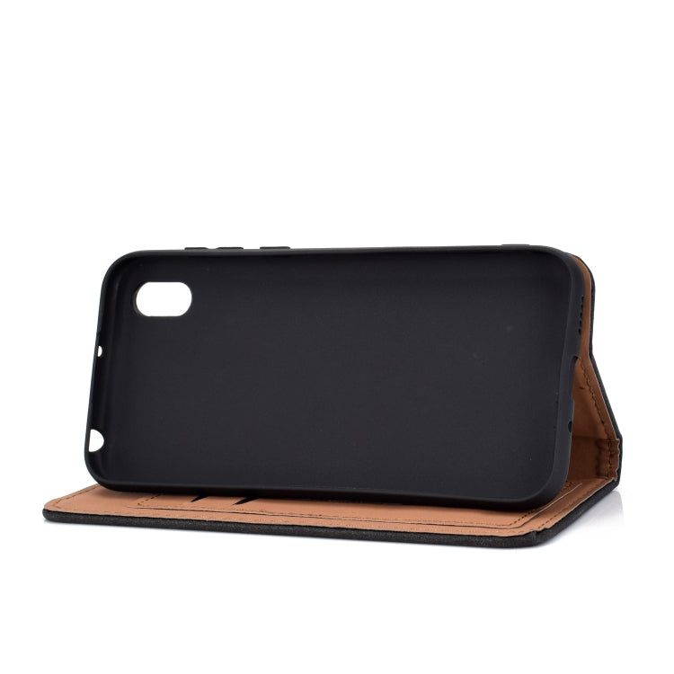 For Huawei Honor 8S Solid Color Frosted Magnetic Horizontal Flip Leather Case with Card Slots & Holder