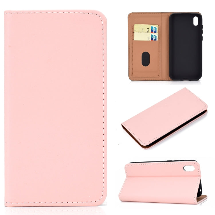 For Huawei Honor 8S Solid Color Frosted Magnetic Horizontal Flip Leather Case with Card Slots & Holder