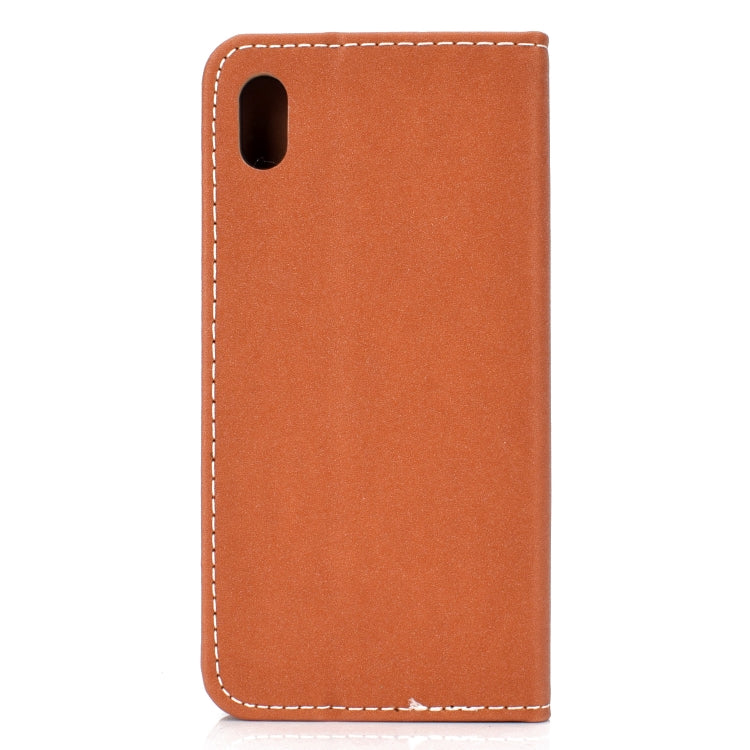 For Huawei Honor 8S Solid Color Frosted Magnetic Horizontal Flip Leather Case with Card Slots & Holder