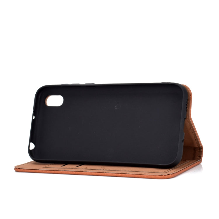 For Huawei Honor 8S Solid Color Frosted Magnetic Horizontal Flip Leather Case with Card Slots & Holder