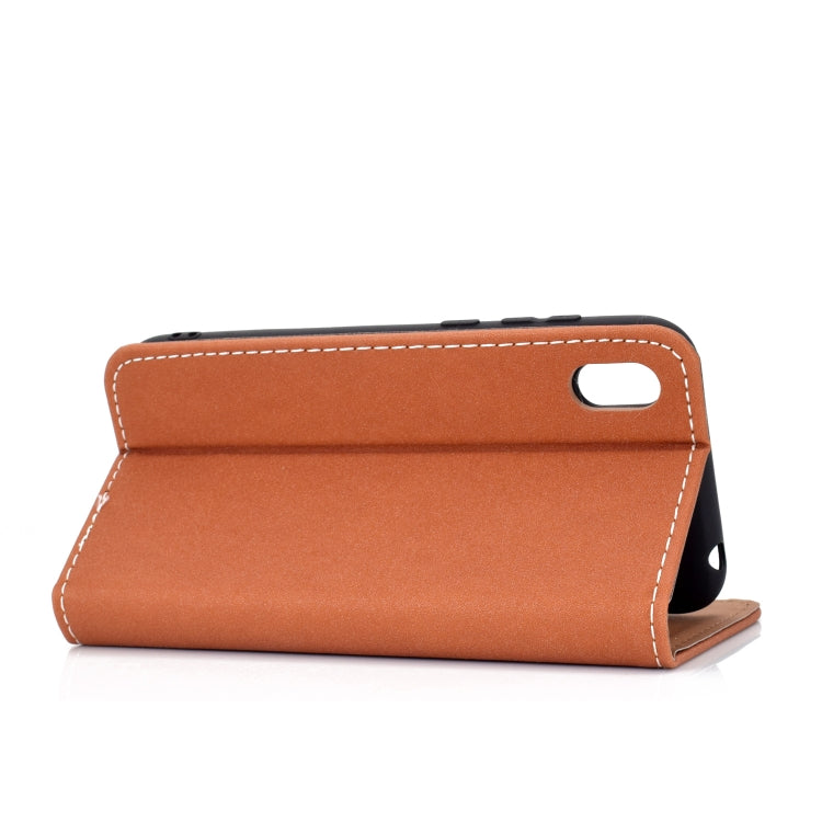For Huawei Honor 8S Solid Color Frosted Magnetic Horizontal Flip Leather Case with Card Slots & Holder