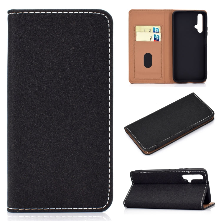 For Huawei Honor 20 Solid Color Frosted Magnetic Horizontal Flip Leather Case with Card Slots & Holder
