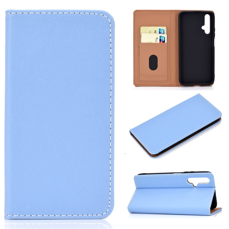 For Huawei Honor 20 Solid Color Frosted Magnetic Horizontal Flip Leather Case with Card Slots & Holder