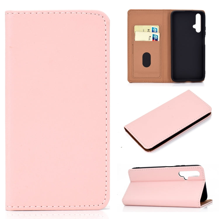 For Huawei Honor 20 Solid Color Frosted Magnetic Horizontal Flip Leather Case with Card Slots & Holder