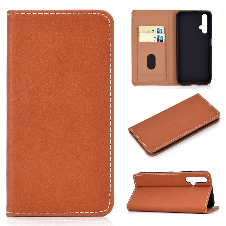 For Huawei Honor 20 Pro Solid Color Frosted Magnetic Horizontal Flip Leather Case with Card Slots & Holder