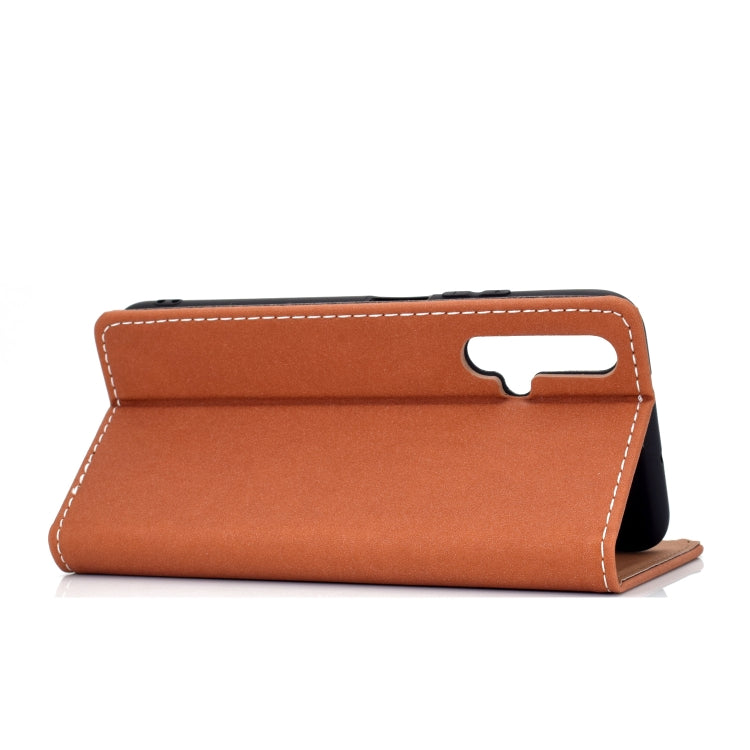 For Huawei Honor 20 Pro Solid Color Frosted Magnetic Horizontal Flip Leather Case with Card Slots & Holder