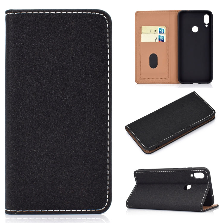 For Huawei P Smart Z Solid Color Frosted Magnetic Horizontal Flip Leather Case with Card Slots & Holder