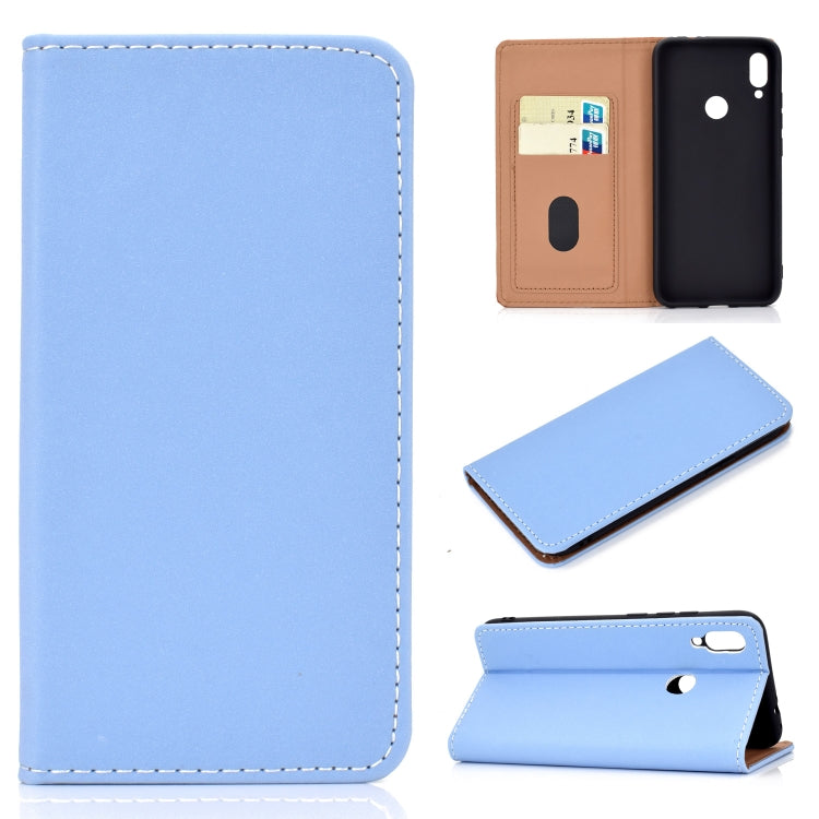 For Huawei P Smart(2019) Solid Color Frosted Magnetic Horizontal Flip Leather Case with Card Slots & Holder
