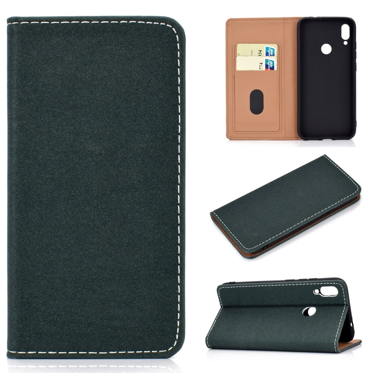 For Huawei P Smart(2019) Solid Color Frosted Magnetic Horizontal Flip Leather Case with Card Slots & Holder