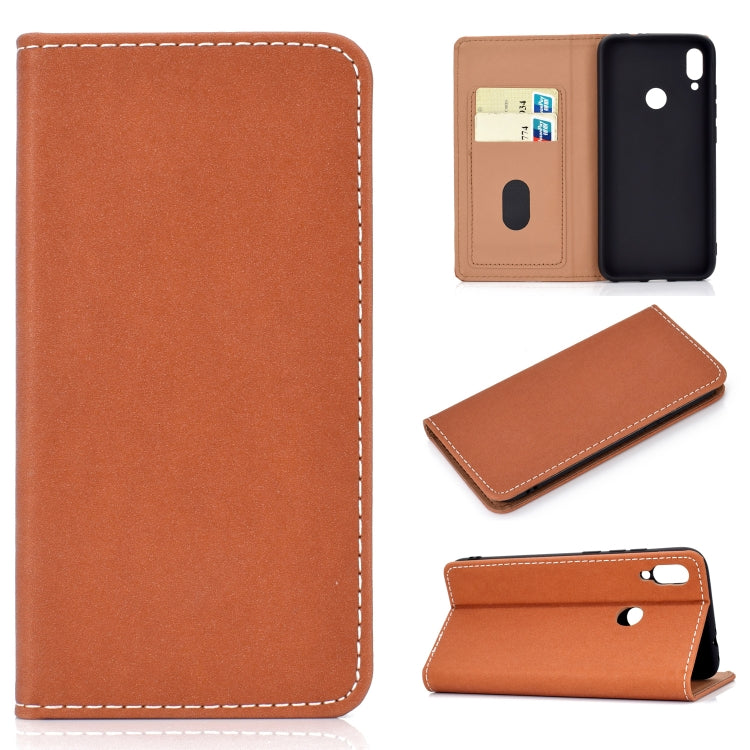 For Huawei P Smart(2019) Solid Color Frosted Magnetic Horizontal Flip Leather Case with Card Slots & Holder
