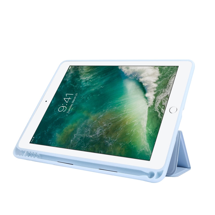 Skin Feel Pen Holder Tri-fold Tablet Leather Case For iPad Air 2 / Air / 9.7 2018 / 9.7 2017