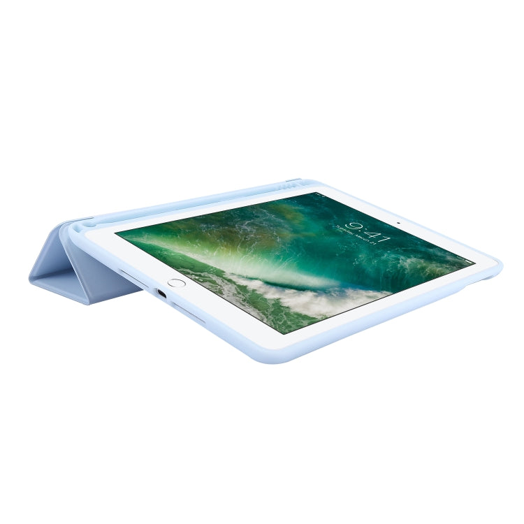 Skin Feel Pen Holder Tri-fold Tablet Leather Case For iPad Air 2 / Air / 9.7 2018 / 9.7 2017