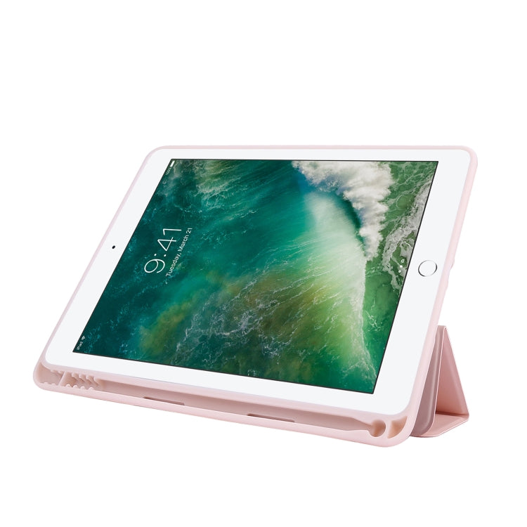 Skin Feel Pen Holder Tri-fold Tablet Leather Case For iPad Air 2 / Air / 9.7 2018 / 9.7 2017