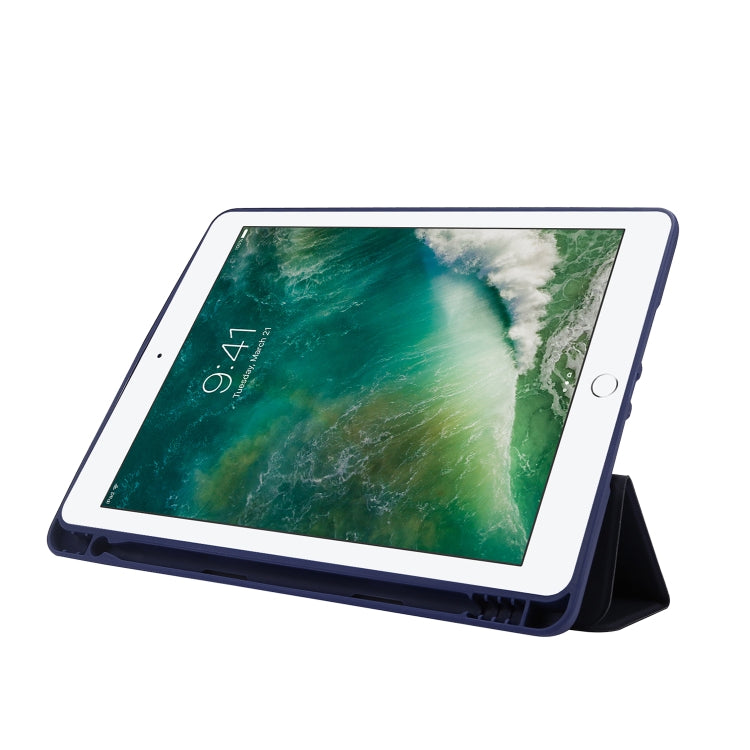 Skin Feel Pen Holder Tri-fold Tablet Leather Case For iPad Air 2 / Air / 9.7 2018 / 9.7 2017