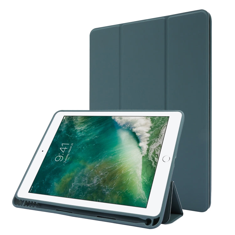 Skin Feel Pen Holder Tri-fold Tablet Leather Case For iPad Air 2 / Air / 9.7 2018 / 9.7 2017