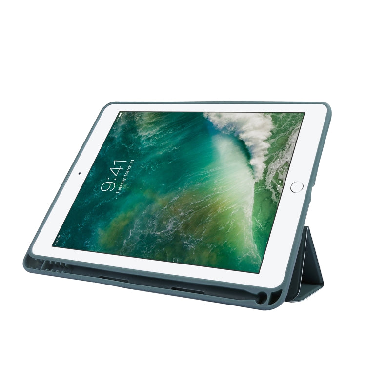 Skin Feel Pen Holder Tri-fold Tablet Leather Case For iPad Air 2 / Air / 9.7 2018 / 9.7 2017
