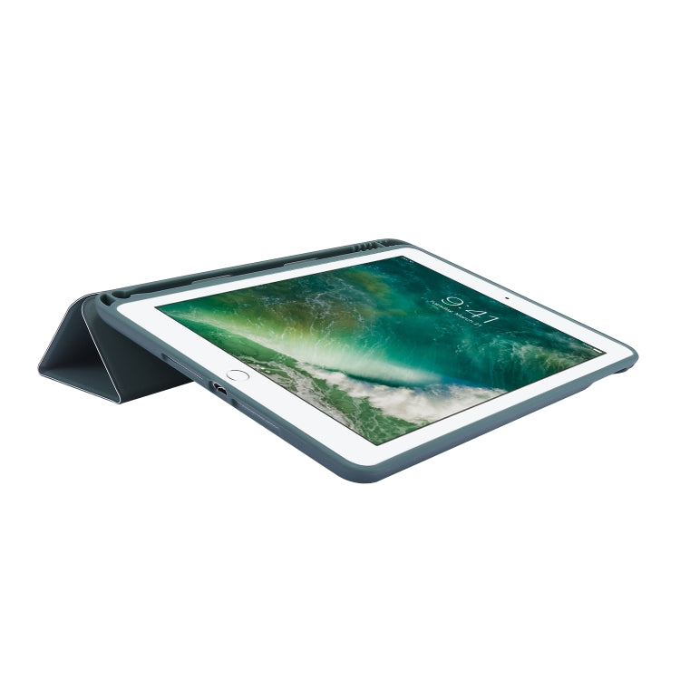Skin Feel Pen Holder Tri-fold Tablet Leather Case For iPad Air 2 / Air / 9.7 2018 / 9.7 2017