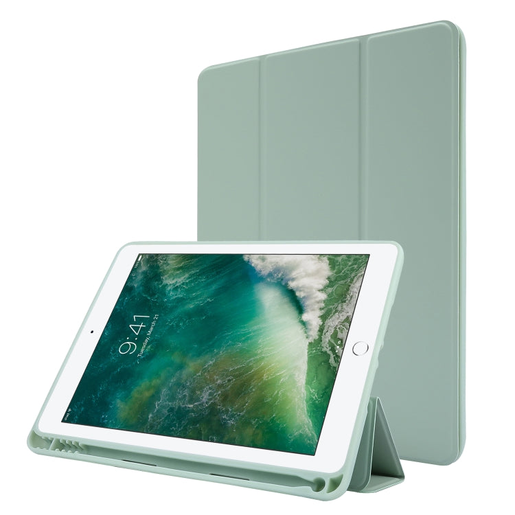 Skin Feel Pen Holder Tri-fold Tablet Leather Case For iPad Air 2 / Air / 9.7 2018 / 9.7 2017