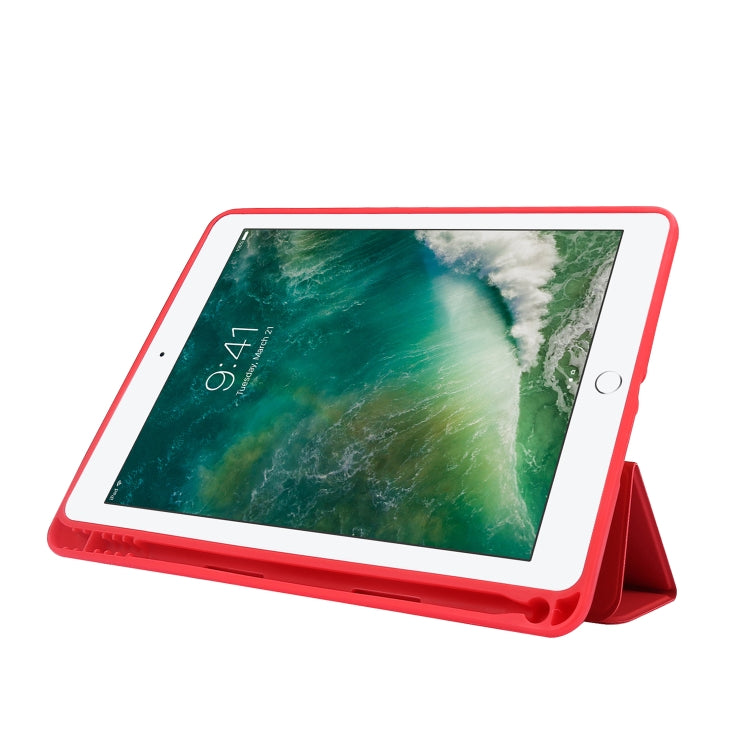 Skin Feel Pen Holder Tri-fold Tablet Leather Case For iPad Air 2 / Air / 9.7 2018 / 9.7 2017