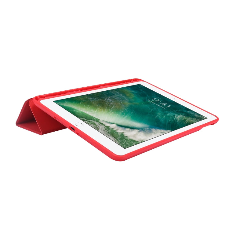 Skin Feel Pen Holder Tri-fold Tablet Leather Case For iPad Air 2 / Air / 9.7 2018 / 9.7 2017
