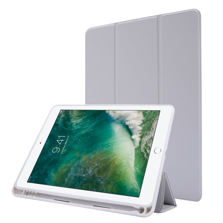 Skin Feel Pen Holder Tri-fold Tablet Leather Case For iPad Air 2 / Air / 9.7 2018 / 9.7 2017