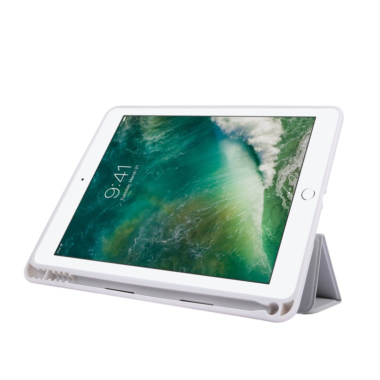 Skin Feel Pen Holder Tri-fold Tablet Leather Case For iPad Air 2 / Air / 9.7 2018 / 9.7 2017
