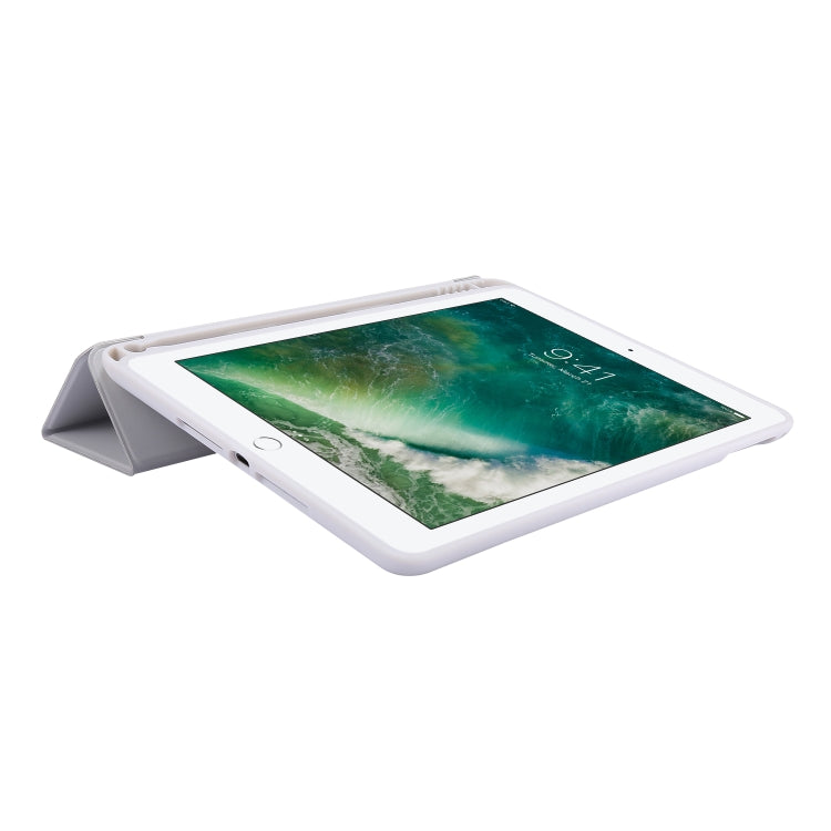 Skin Feel Pen Holder Tri-fold Tablet Leather Case For iPad Air 2 / Air / 9.7 2018 / 9.7 2017
