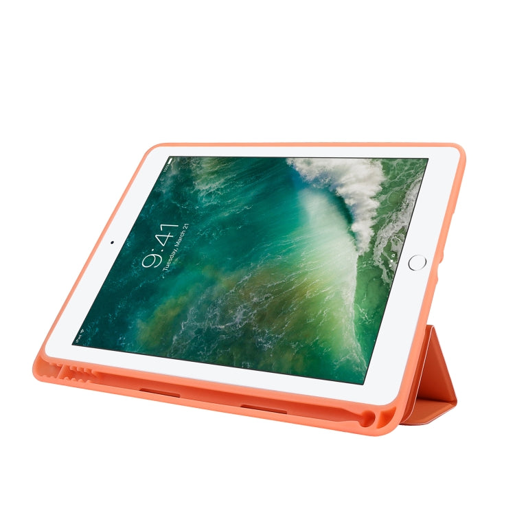 Skin Feel Pen Holder Tri-fold Tablet Leather Case For iPad Air 2 / Air / 9.7 2018 / 9.7 2017