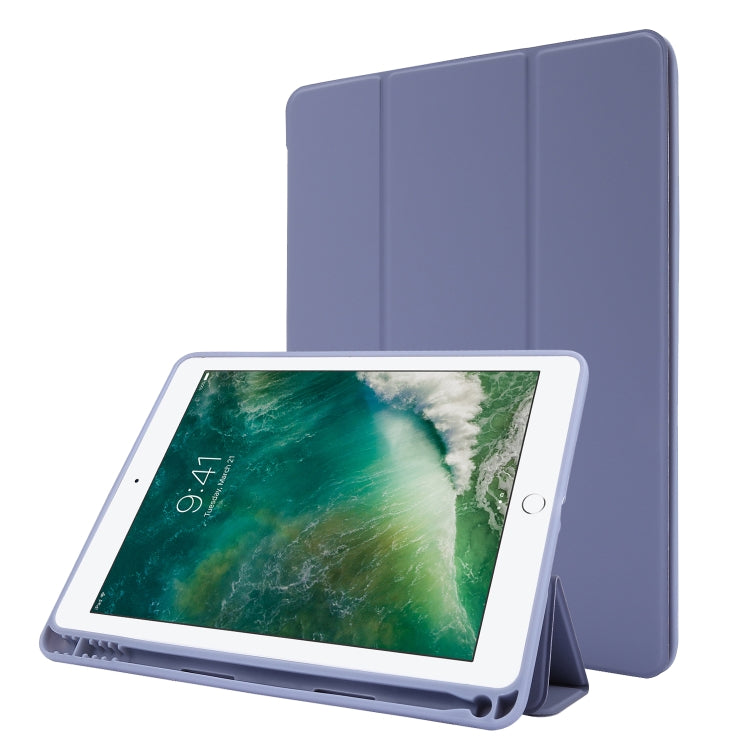 Skin Feel Pen Holder Tri-fold Tablet Leather Case For iPad Air 2 / Air / 9.7 2018 / 9.7 2017
