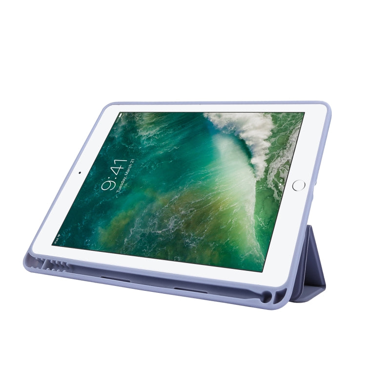 Skin Feel Pen Holder Tri-fold Tablet Leather Case For iPad Air 2 / Air / 9.7 2018 / 9.7 2017